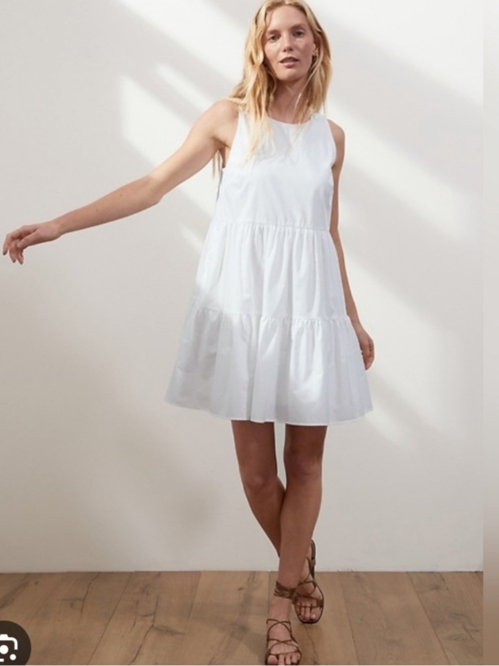 NWT Banana Republic White Sleeveless Tiered Mini Dress